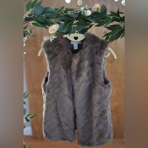 H&M faux fur vest, size 2, brown